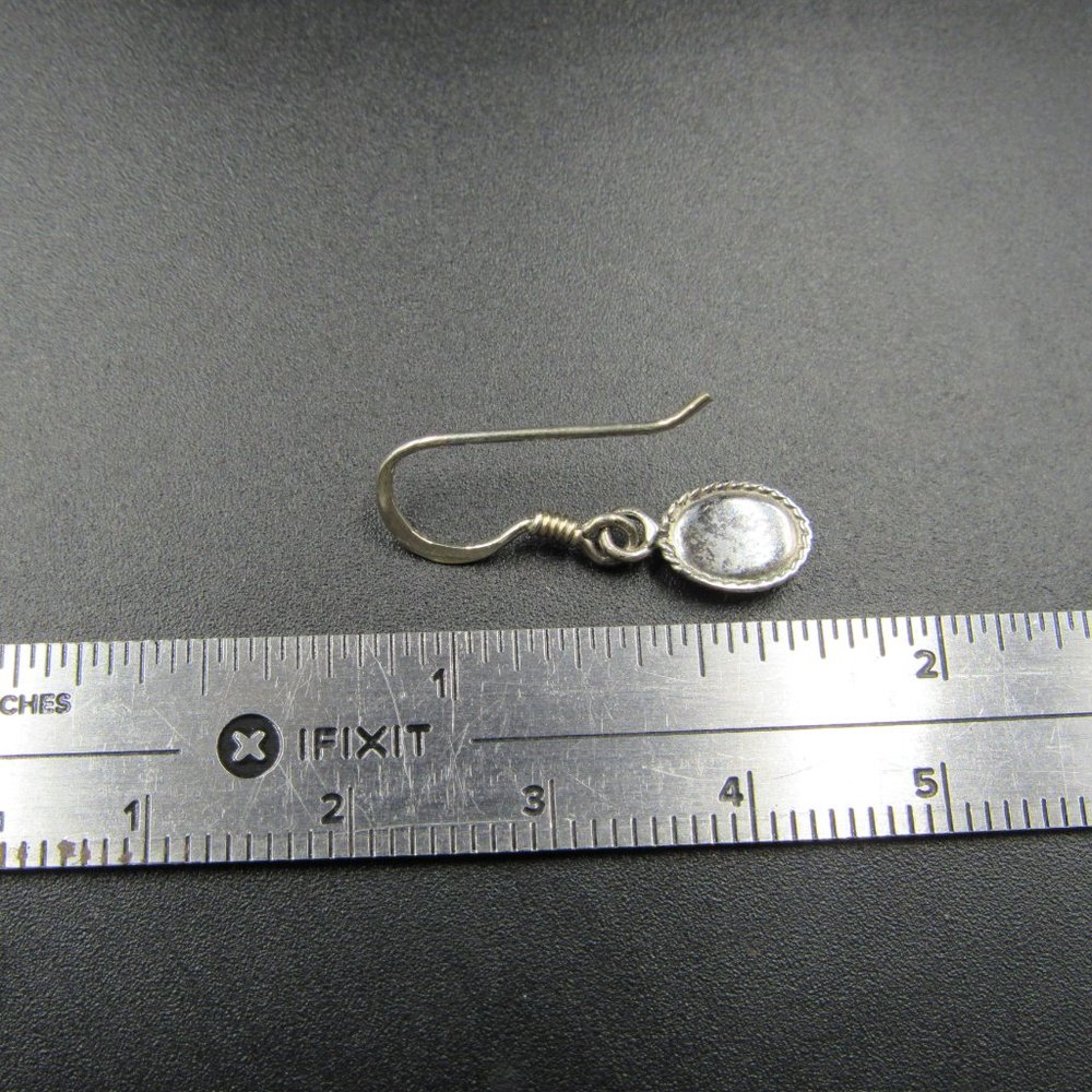 Sterling Silver Tiny Rustic Blue Inlay Earrings - image 4